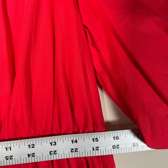 Madewell Poplin Cotton Crewneck Bubble Short Sleeve Mini A-line Dress Sz 6 Red - Picture 14 of 16